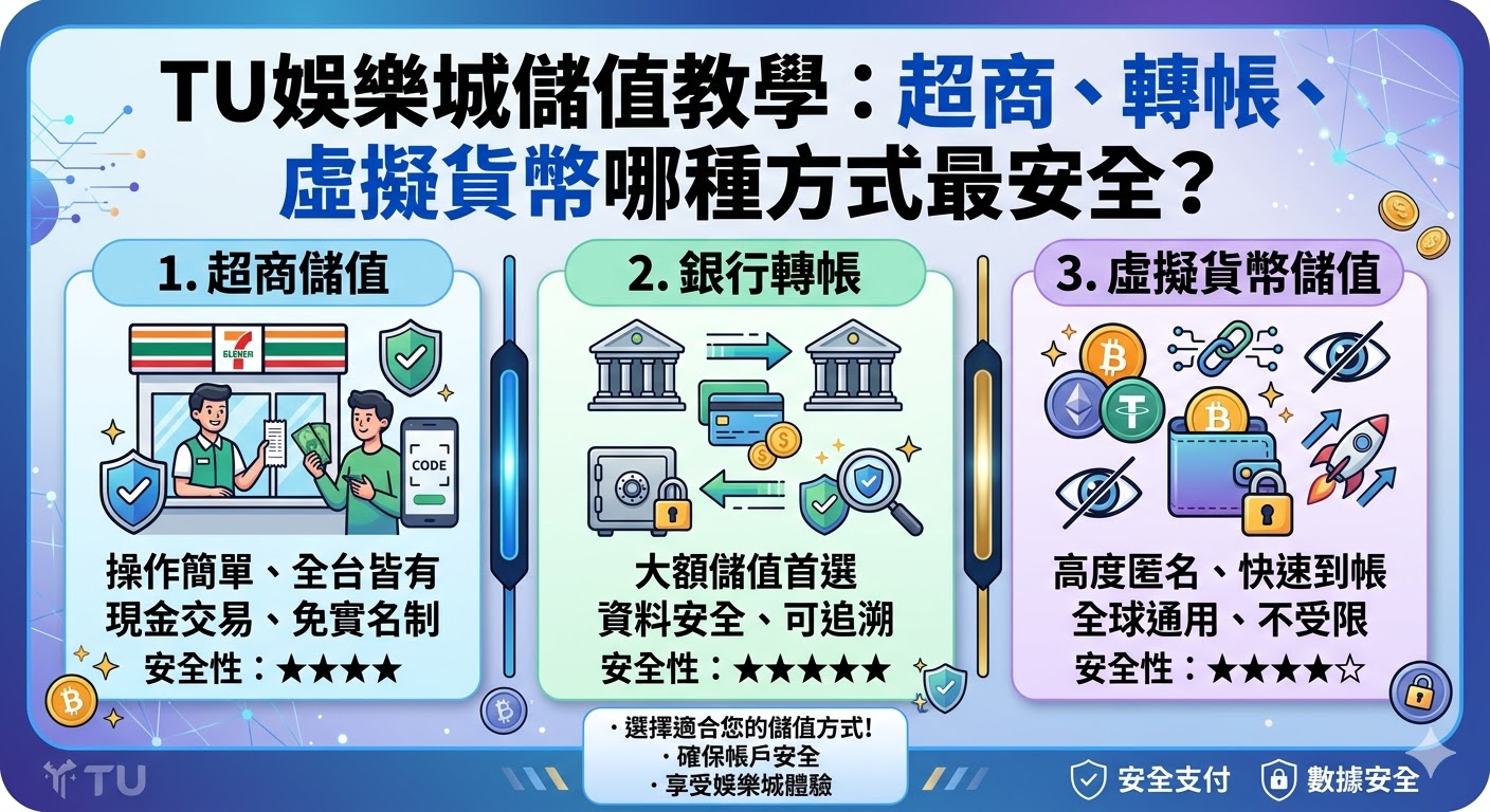 TU娛樂城儲值教學：超商、轉帳、虛擬貨幣哪種方式最安全？